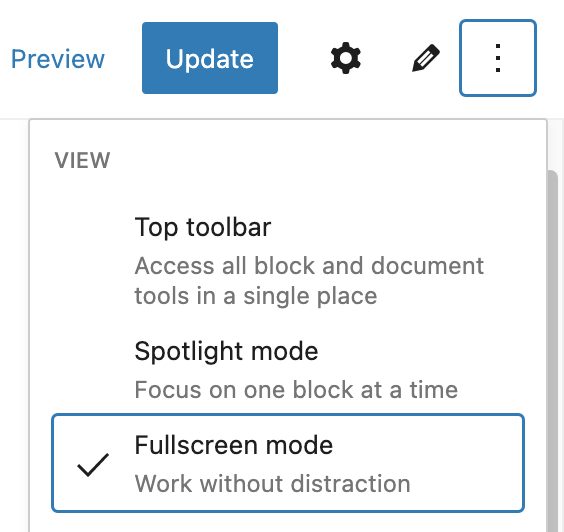 Fullscreen mode toggle