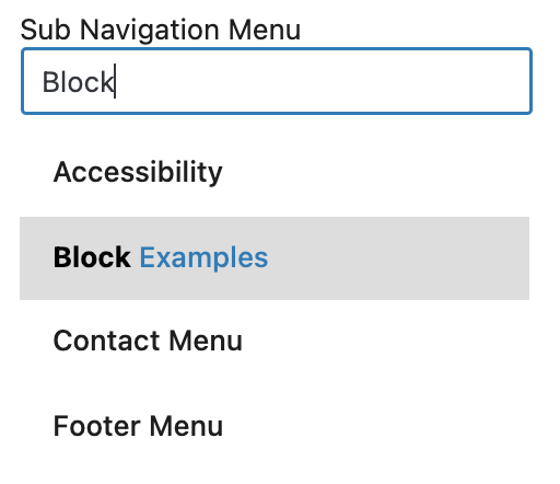Sub navigation menu selection