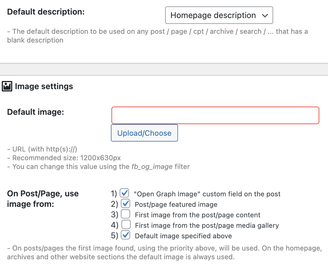 General settings on the Open Graph plugin