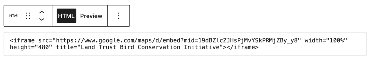 HTML block with iframe code