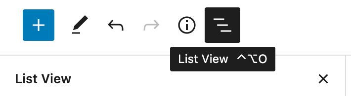 List view is in the top toolbar