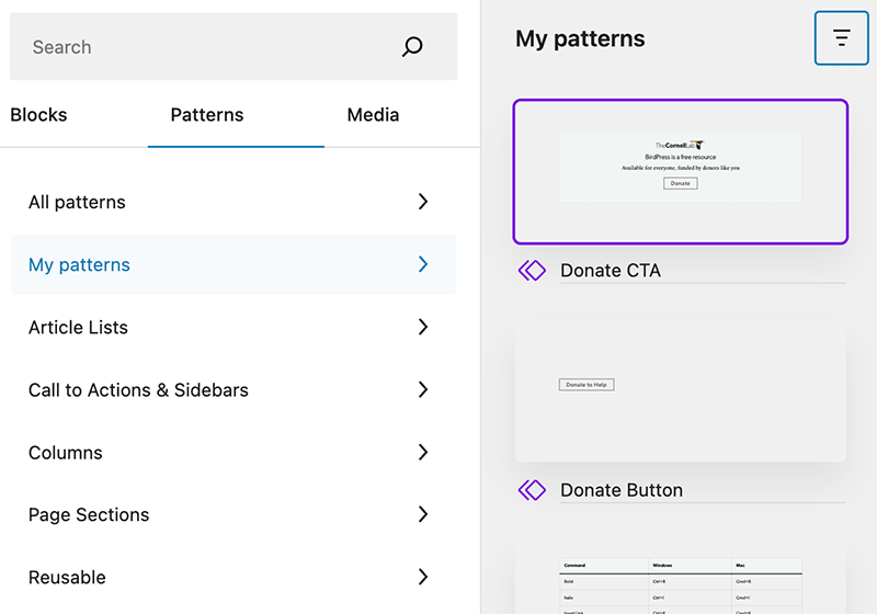 Synced pattern selection