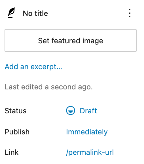 Post options showing featured image and excerpt