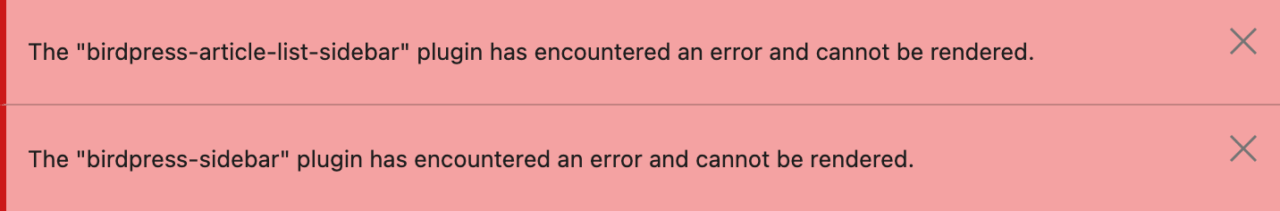 The "birdpress-sidebar" plugin has encountered an error and cannot be rendered.