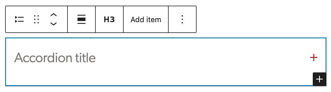 block toolbar showing the selected heading tag
