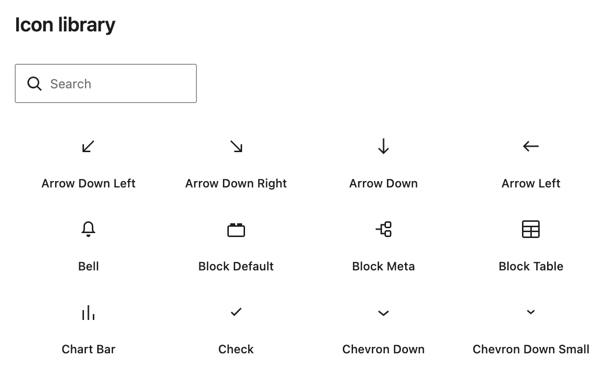 Icon library with some available blocks
